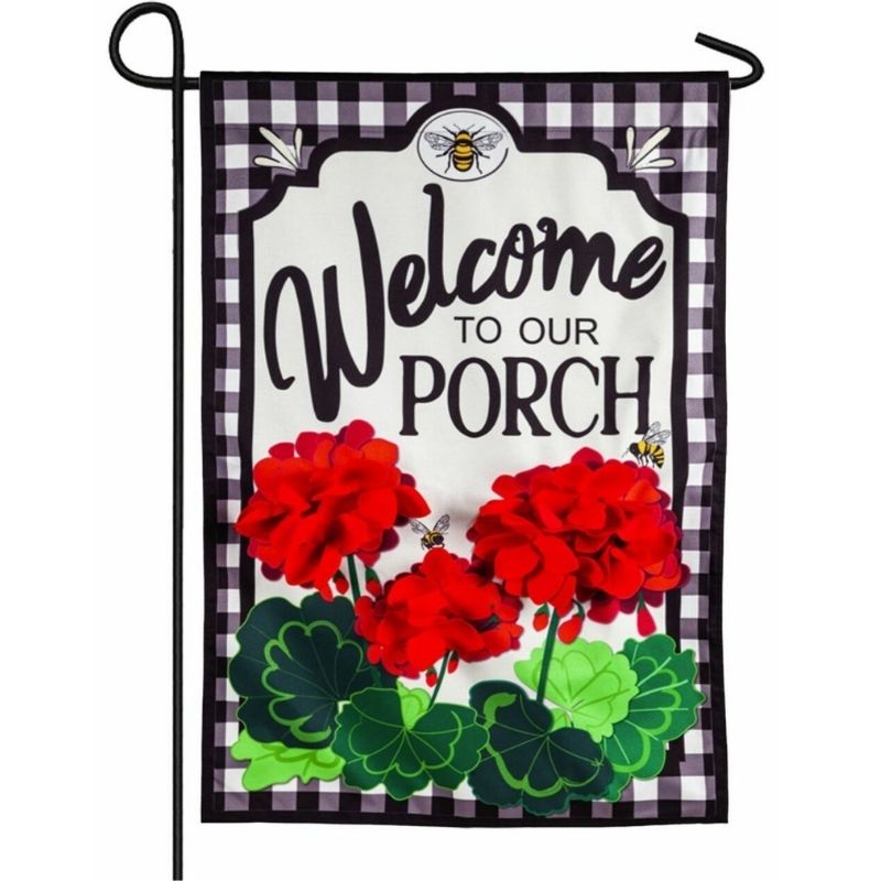 Welcome to Our Porch Geraniums Garden Flag